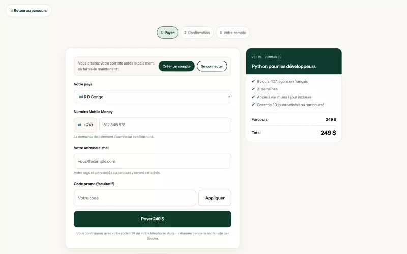 The Mobile Money payment in three steps